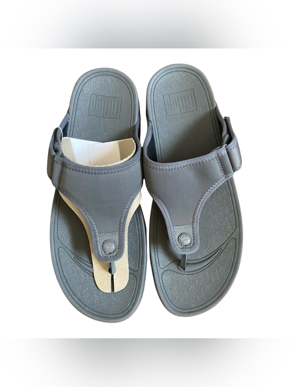 FitFlop men's trakk II leather Toe-Post Sandals Pewter Gray 13 New